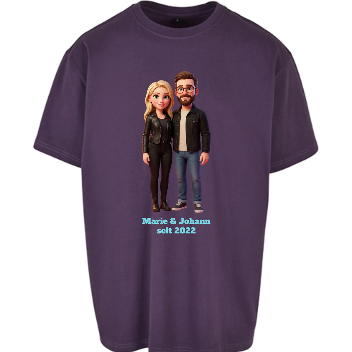 Personalisiertes Oversized T-Shirt 3D Stil - Lila