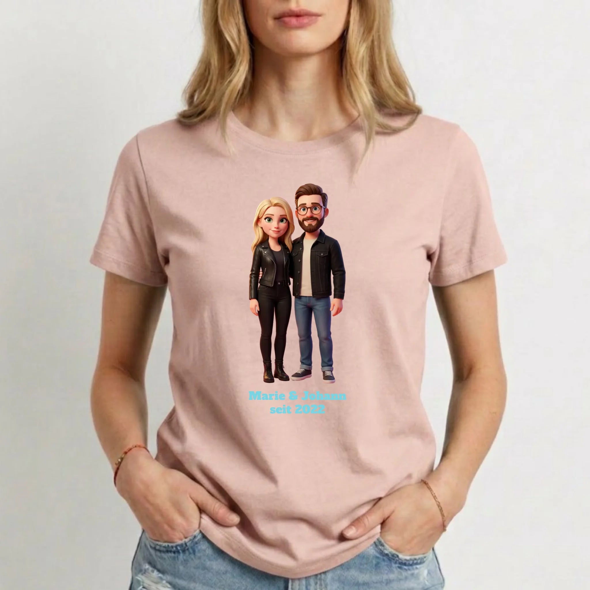 Personalisiertes T-Shirt Damen 3D Stil - Rosa