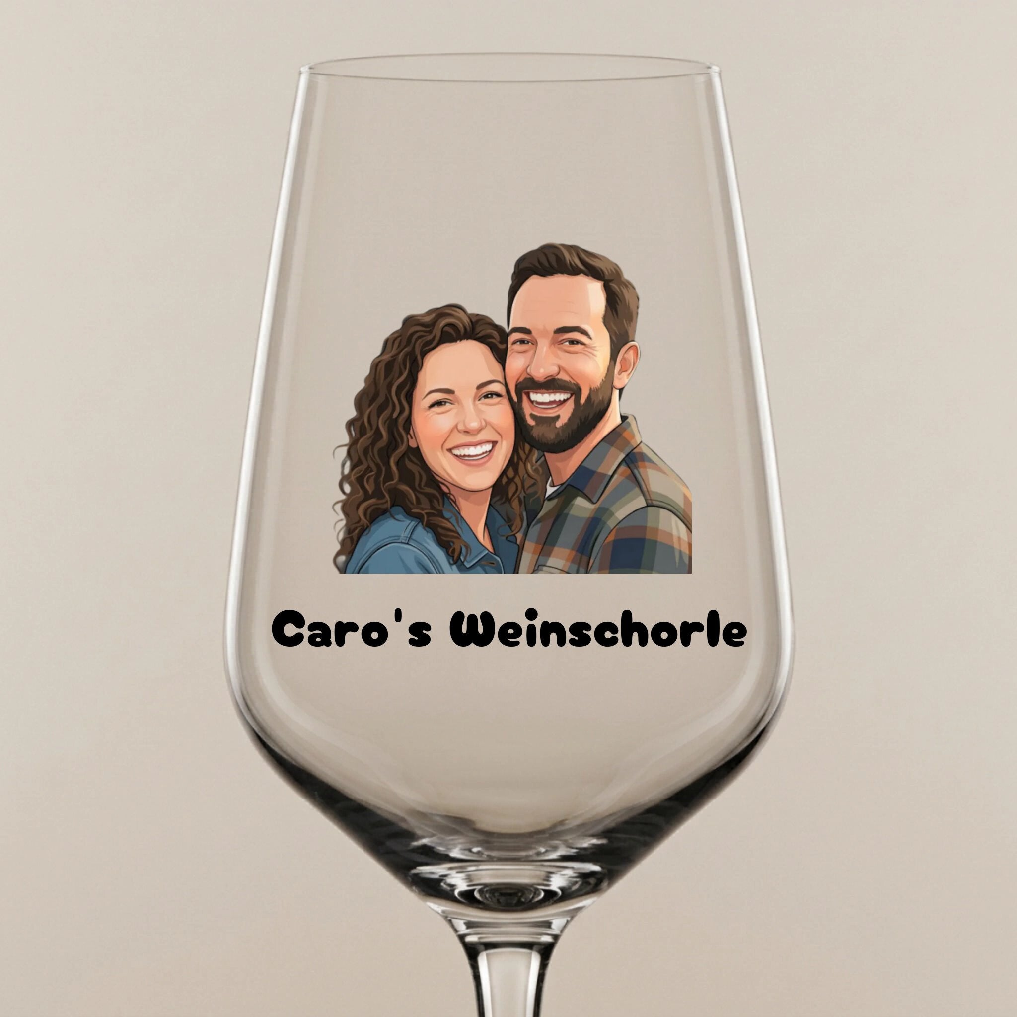 Personalisiertes Weinglas im Kunststil Hell