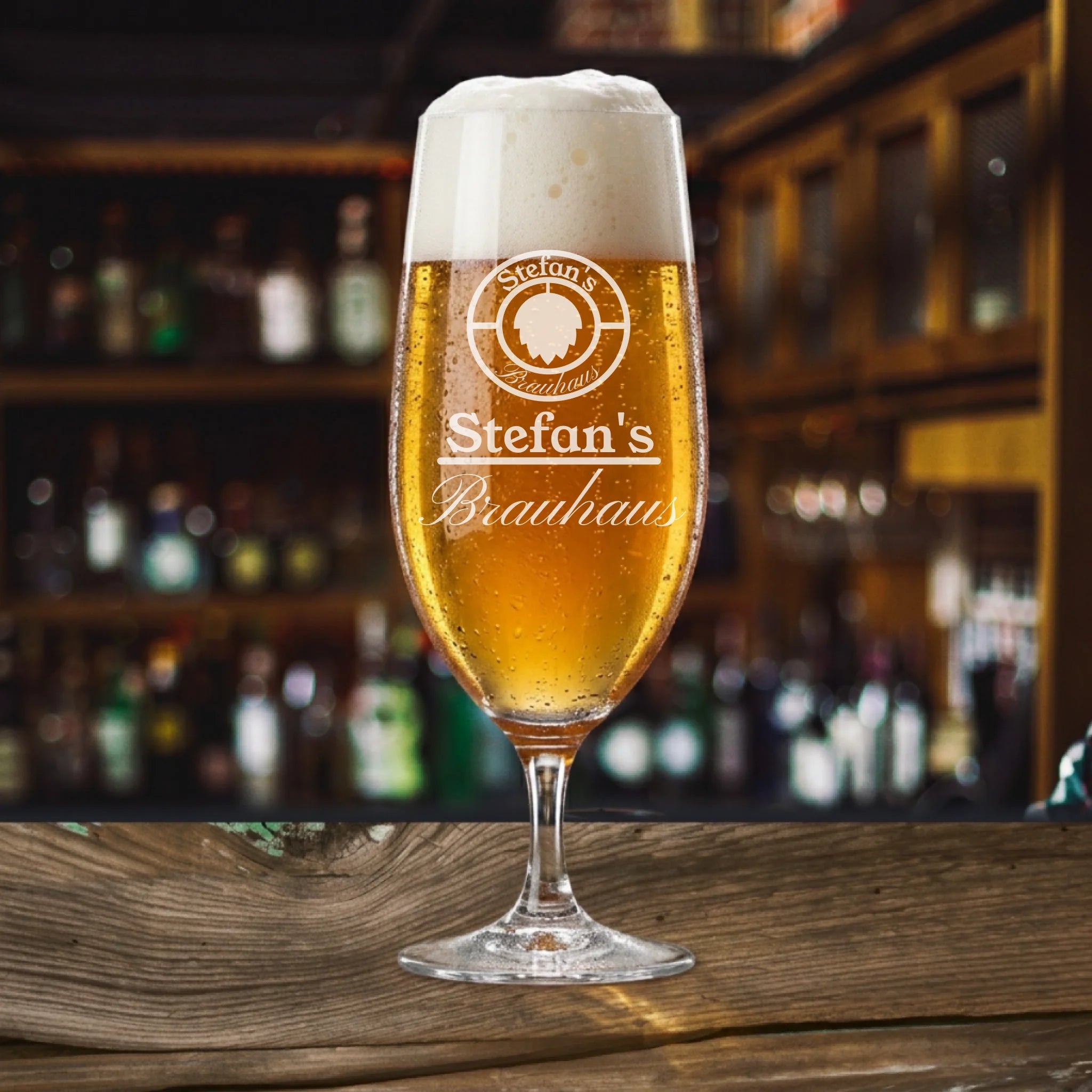 Pilsglas mit Gravur - Namen und Brauhaus personalisiert