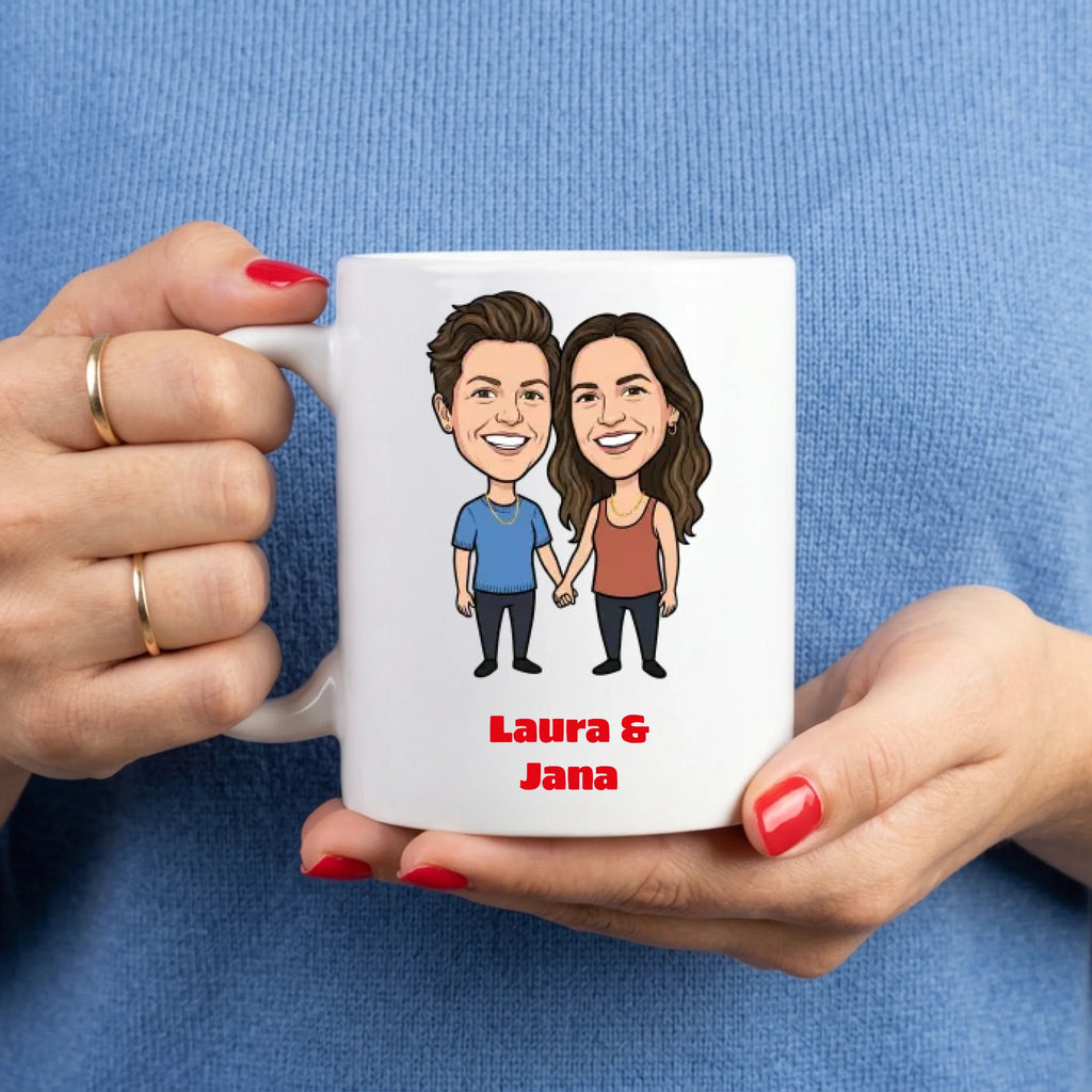 Regenbogen Tasse mit Foto und Namen - Geschenk lesbische Frau
