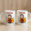 Superheld Papa Tasse personalisiert im Comic Stil Back and Front
