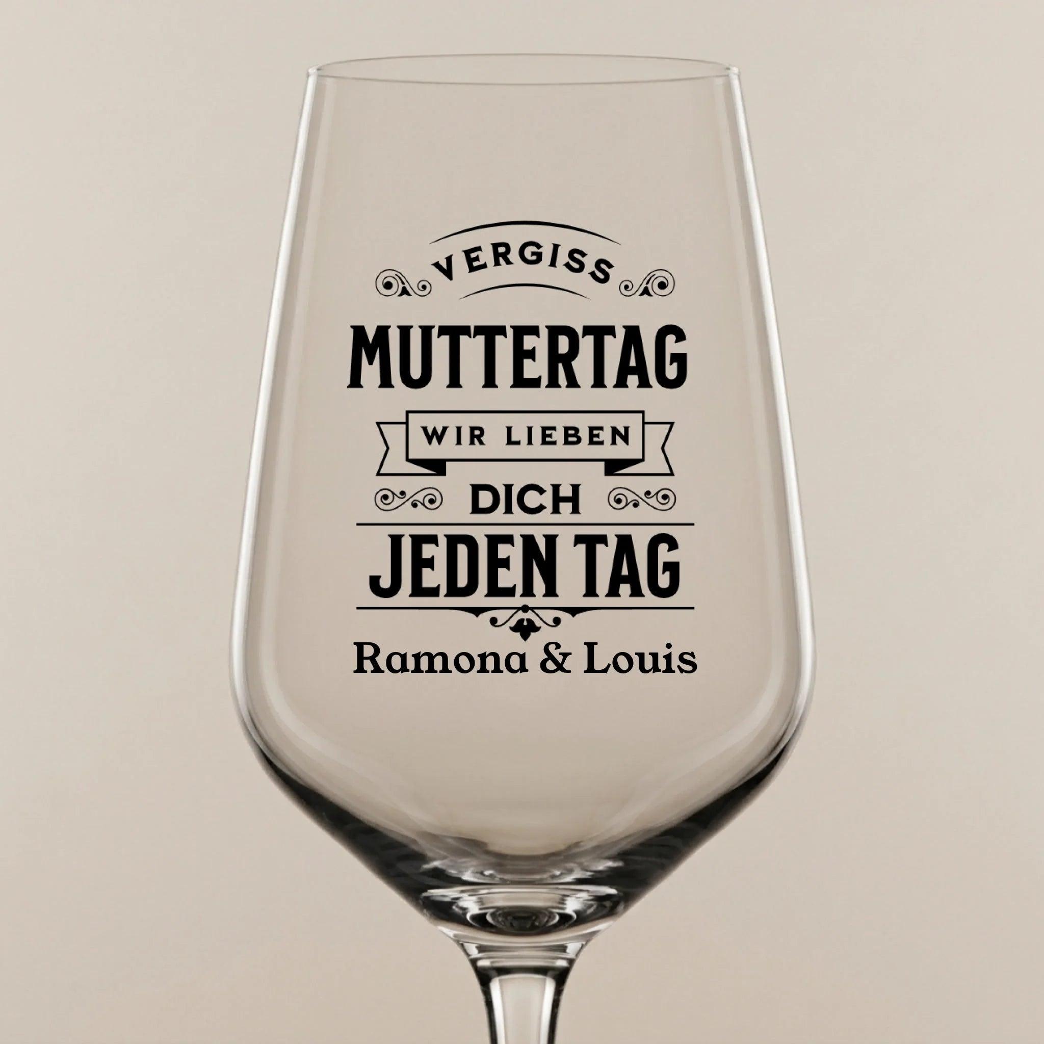 Vergiss Muttertag Weinglas personalisiert mit Namen Design