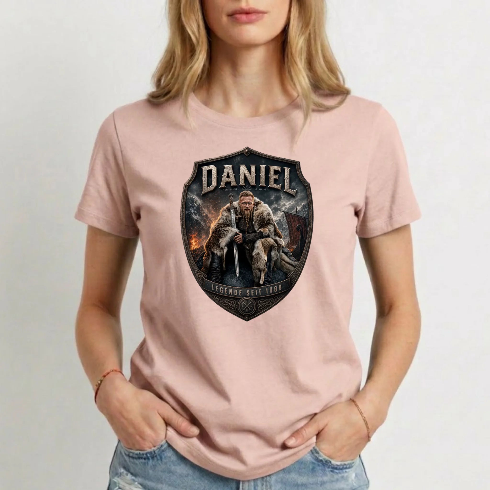 Wikinger T-Shirt mit Foto personalisiert Damen - rosa