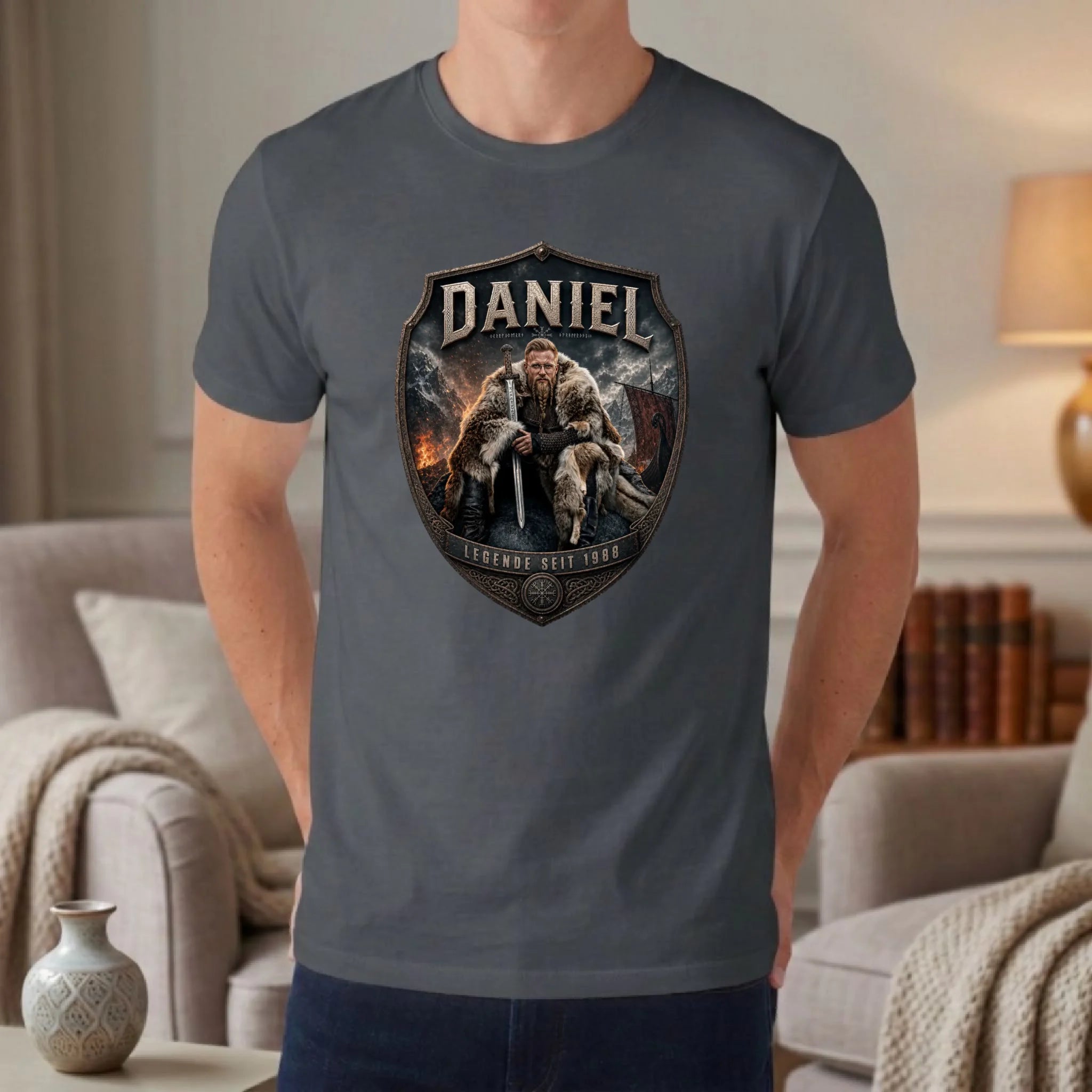 Wikinger T-Shirt mit Foto personalisiert - asphalt