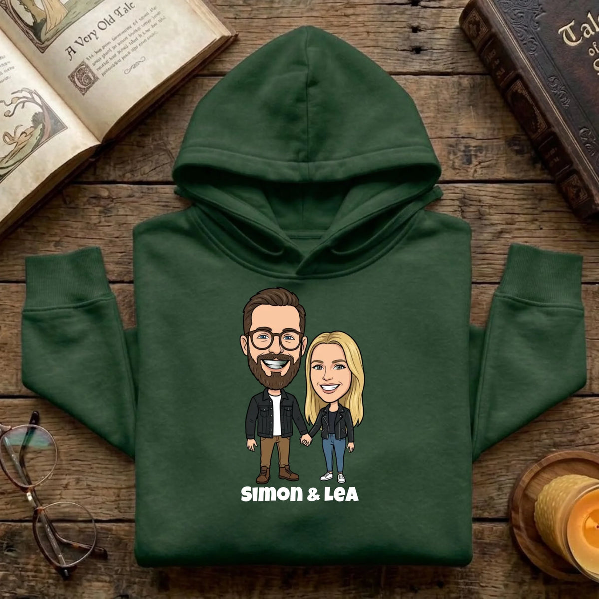 Comic Pullover im Big Head Stil mit deinem Foto – Pullover Ansicht