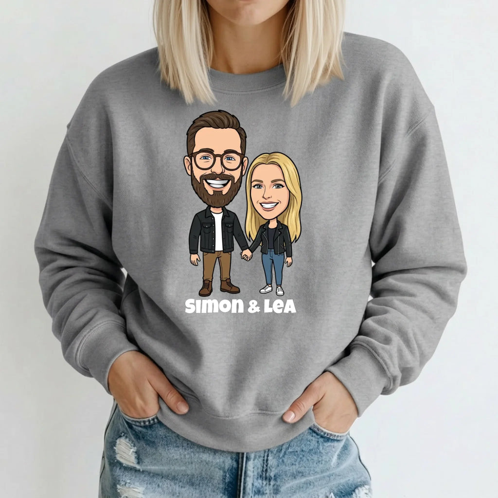 Comic Pullover im Big Head Stil mit deinem Foto - Geschenk für Freunde