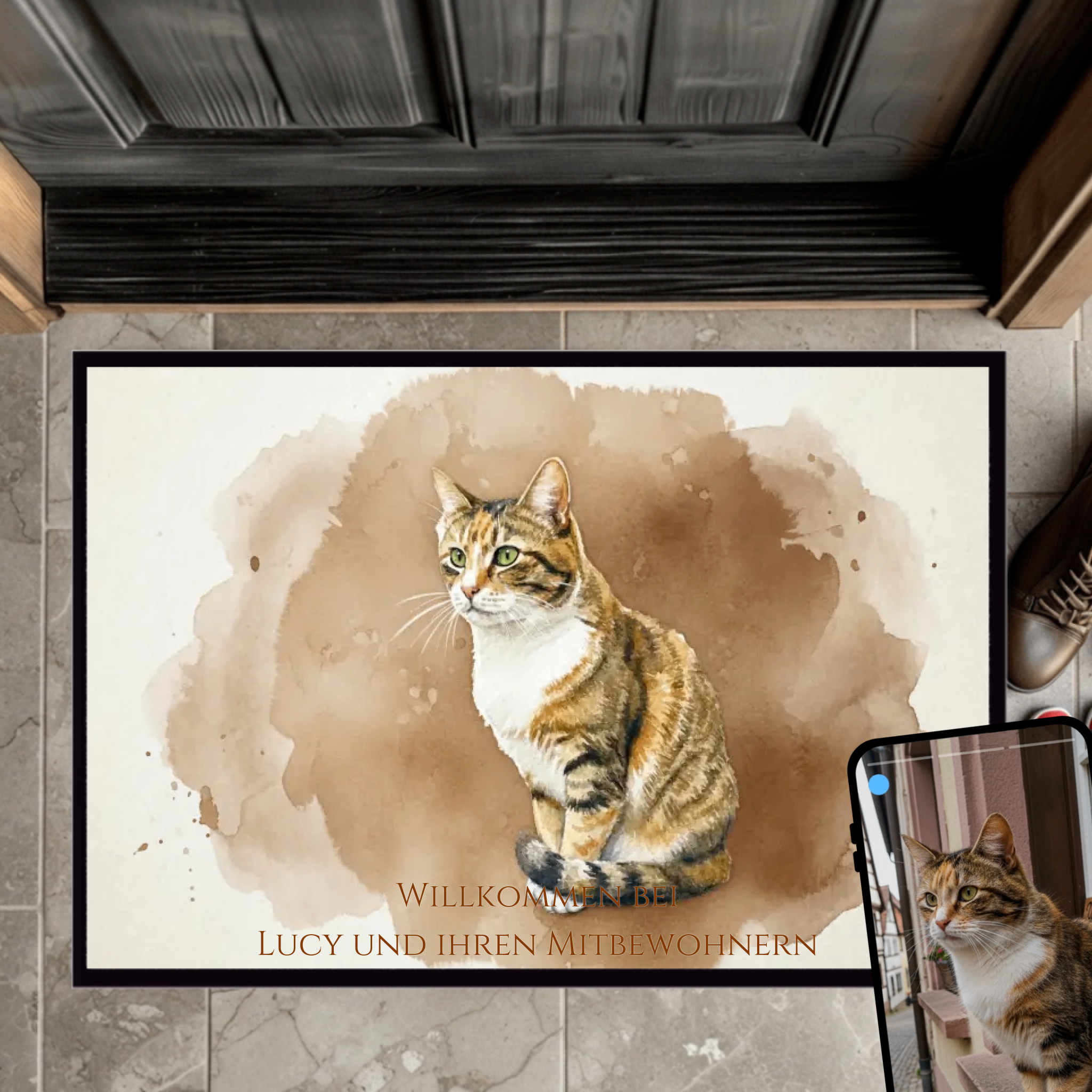 Fußmatte mit Gummirand Katzen Matte