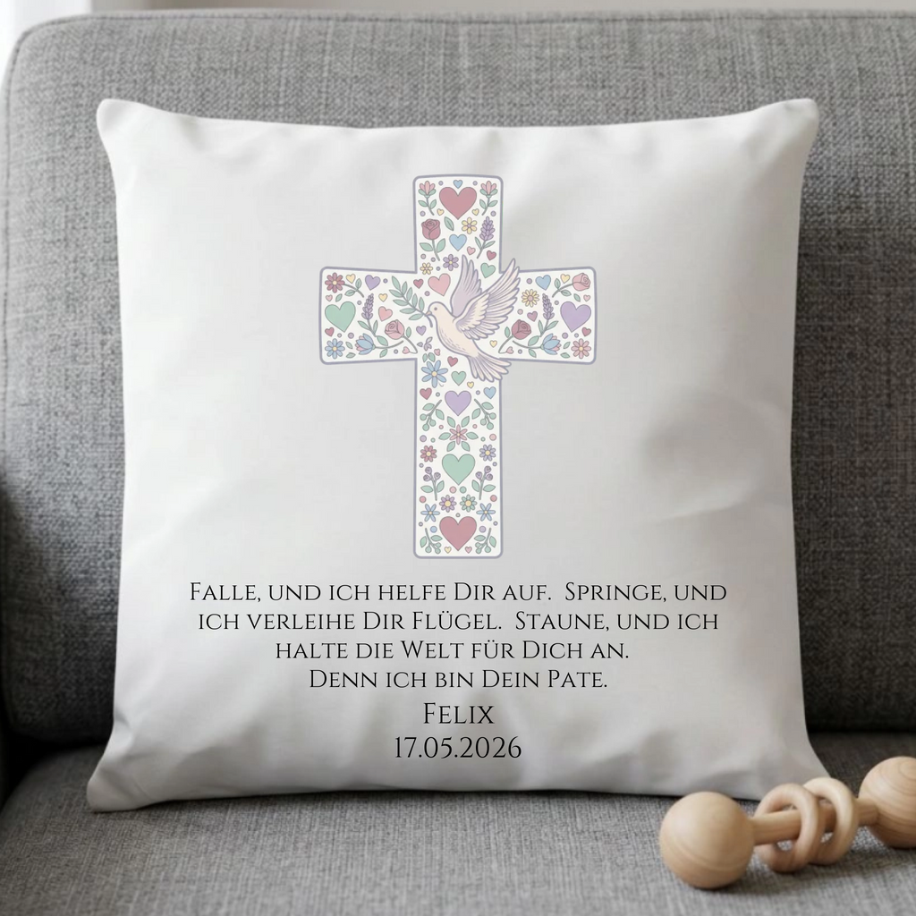 Geschenk zur Taufe - personalisiertes Kissen mit Psalm