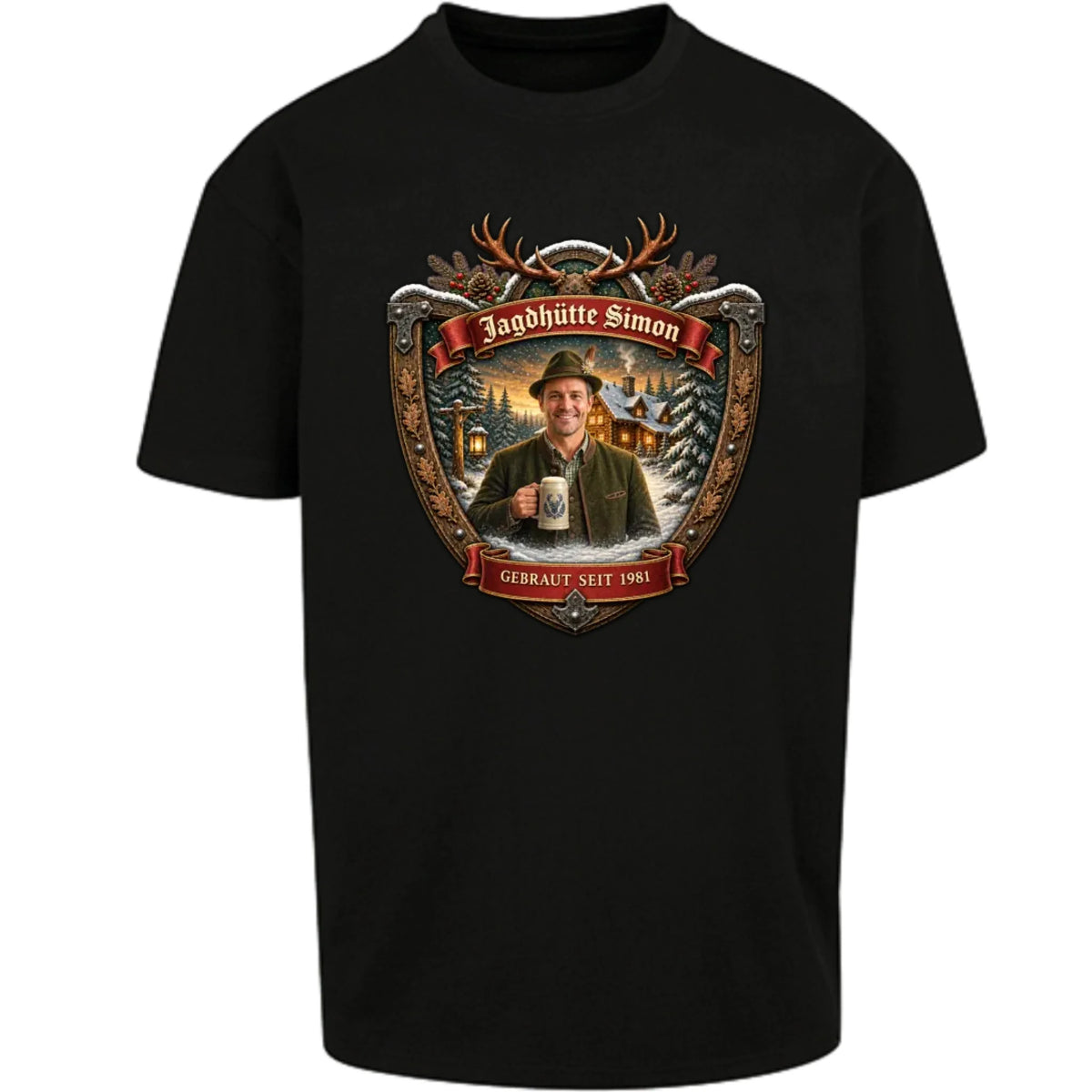 Jagd Design T-Shirt mit deinem Foto – Oversized T-Shirt