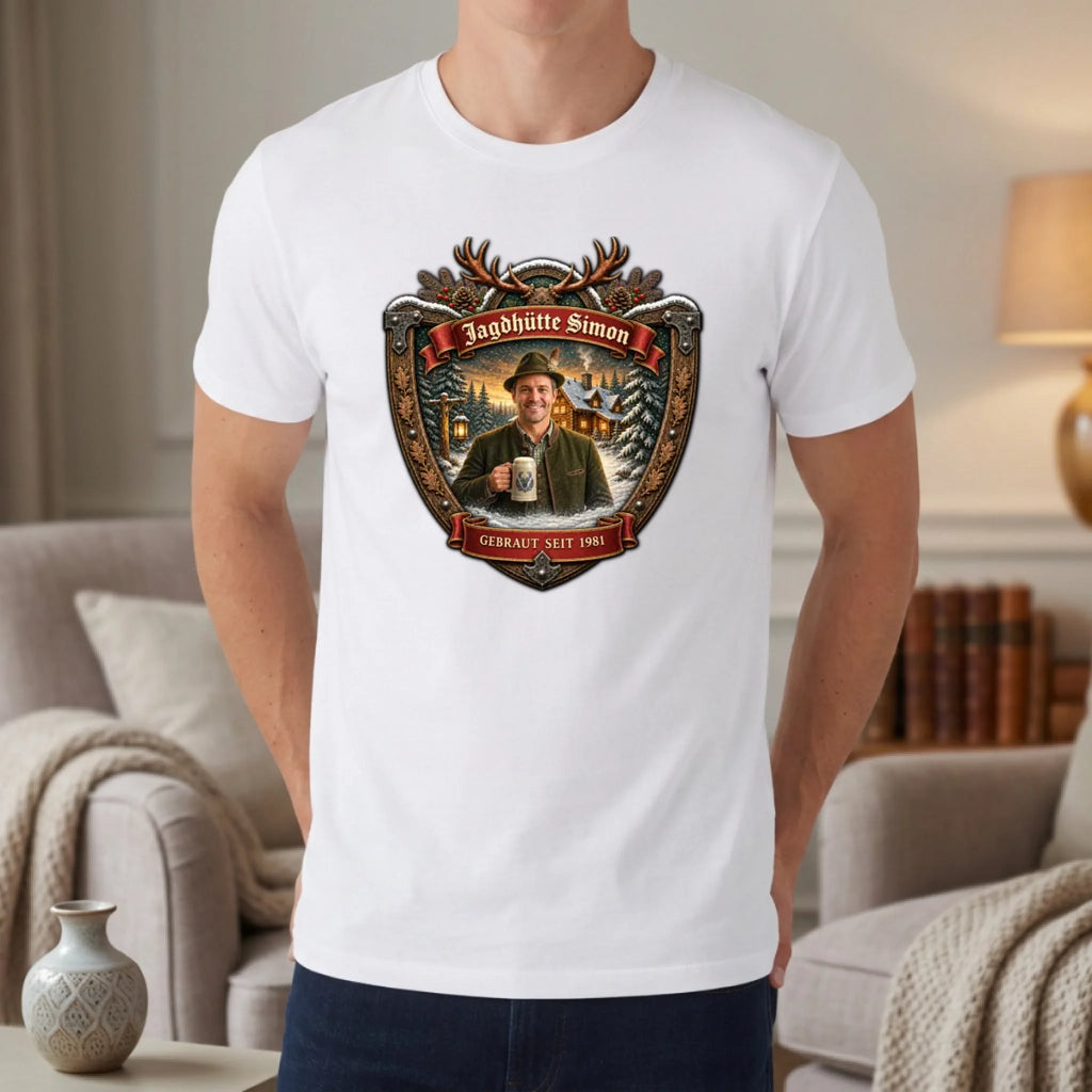 Jagd Design T-Shirt mit deinem Foto – T-Shirt unisex weiß