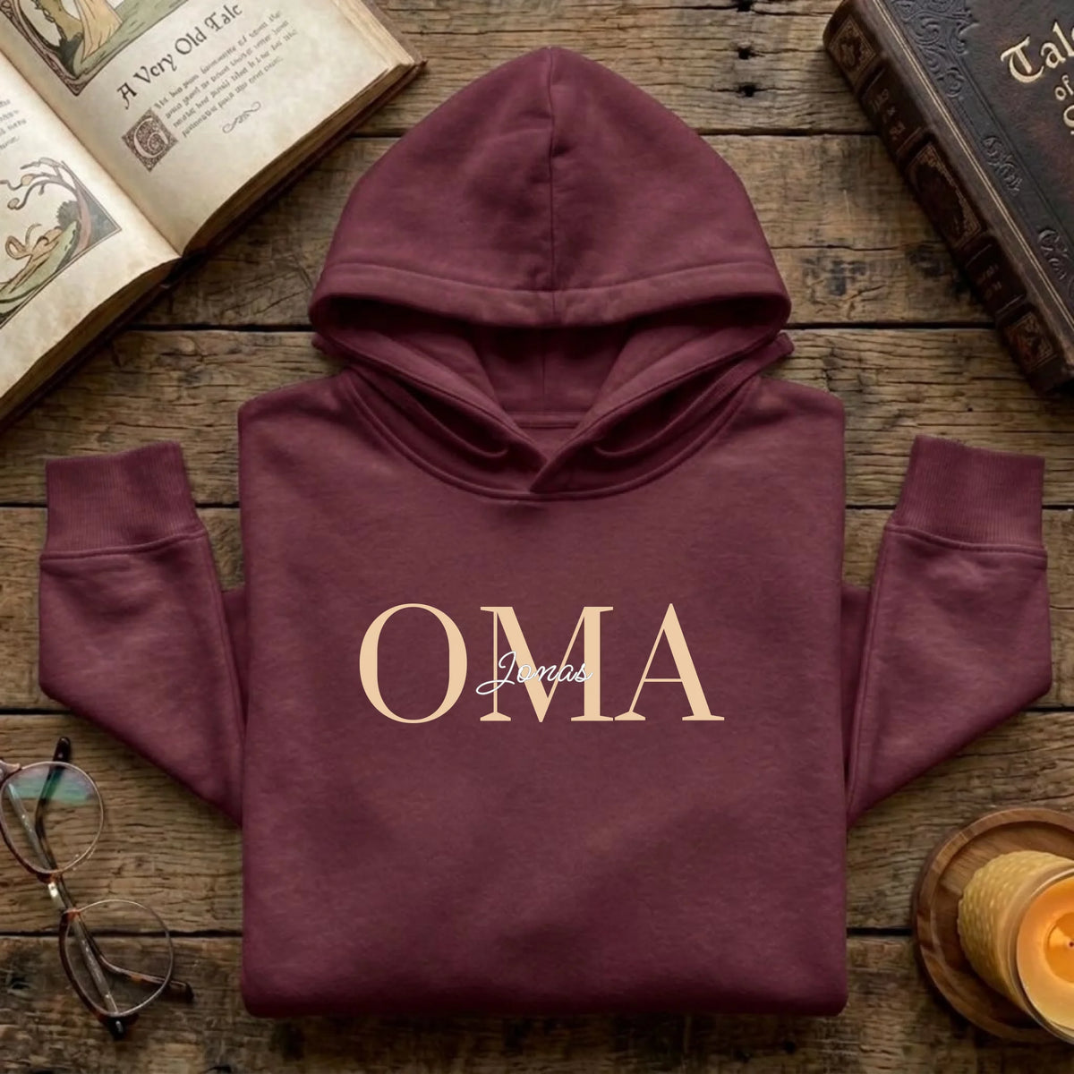 Oma Pullover personalisiert mit Namen der Enkel – Pullover burgund
