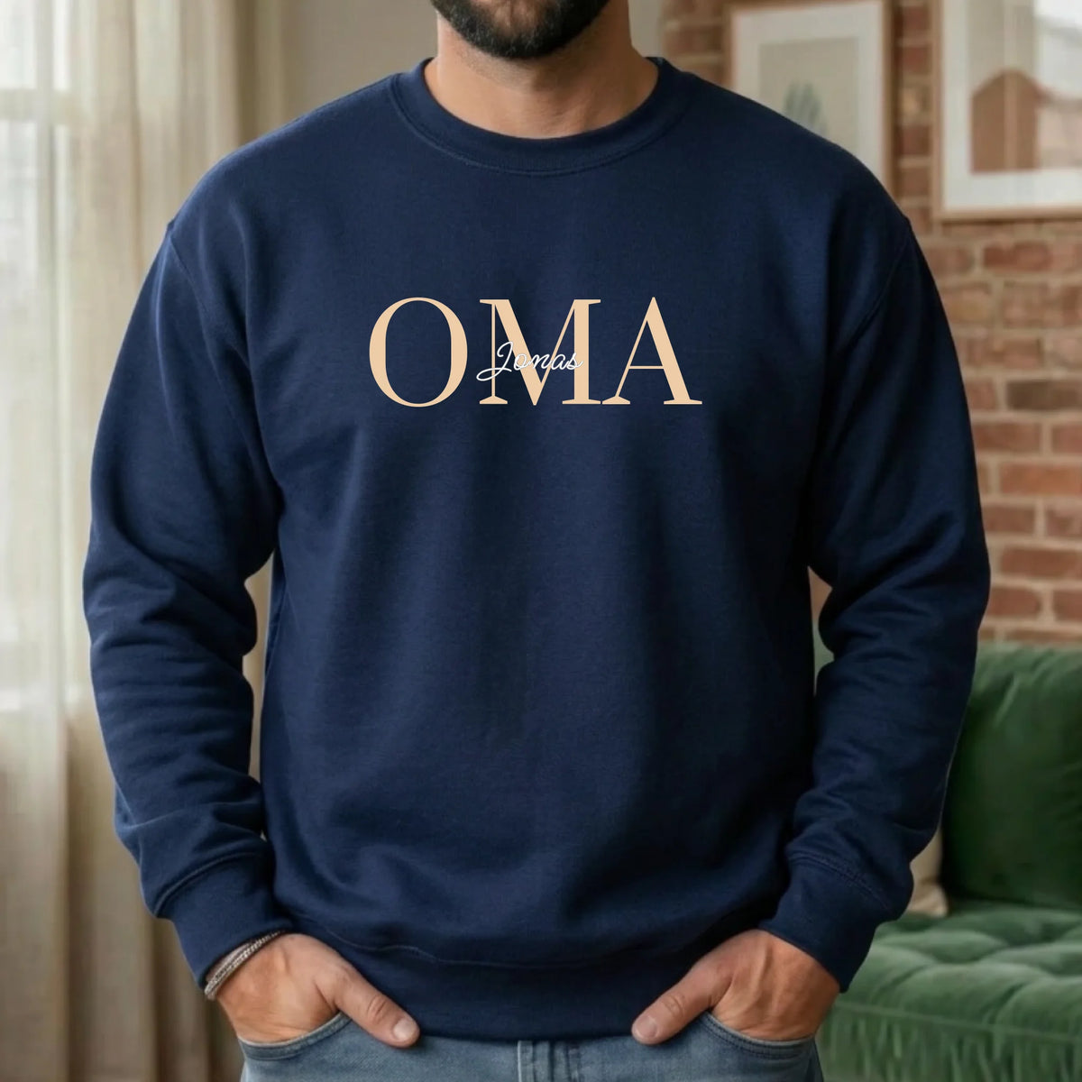Oma Pullover personalisiert mit Namen der Enkel – Sweater navy