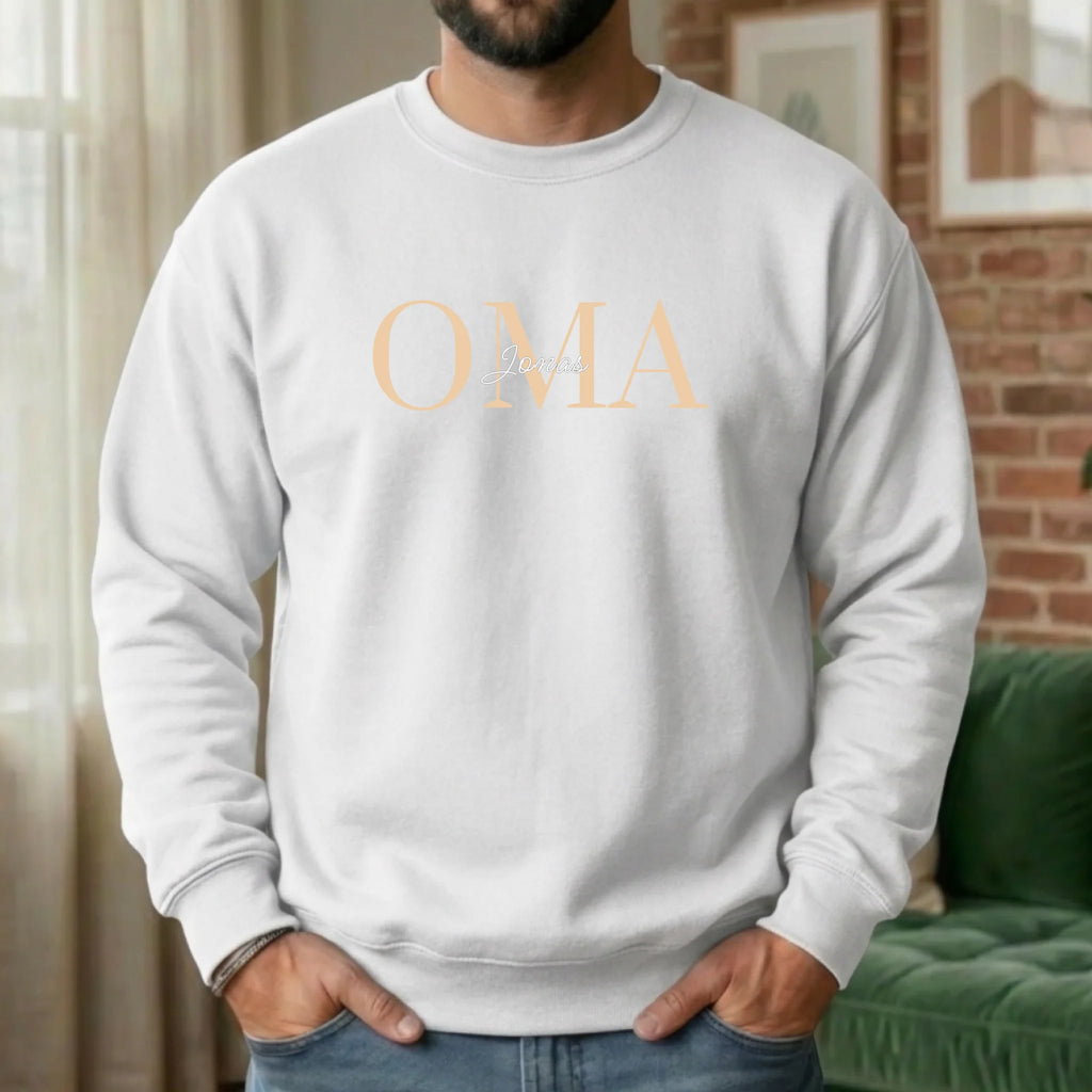 Oma Pullover personalisiert mit Namen der Enkel – Sweater weiß