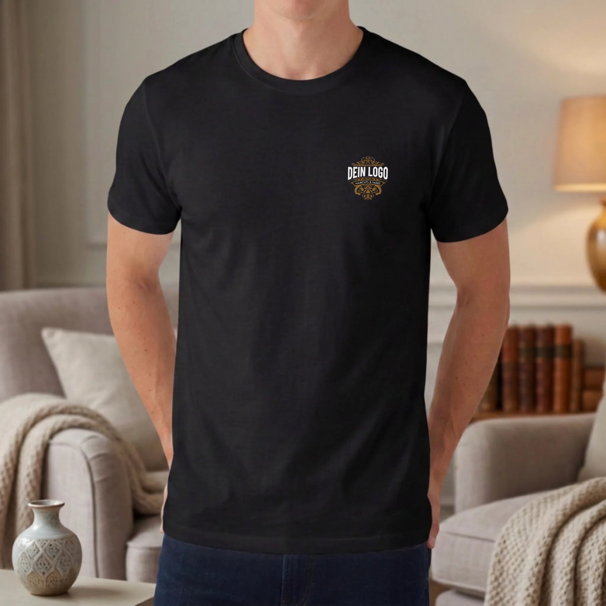 Personalisierte Firmen T-Shirts mit Logo – T-Shirt schwarz getragen – Vereinsshirts