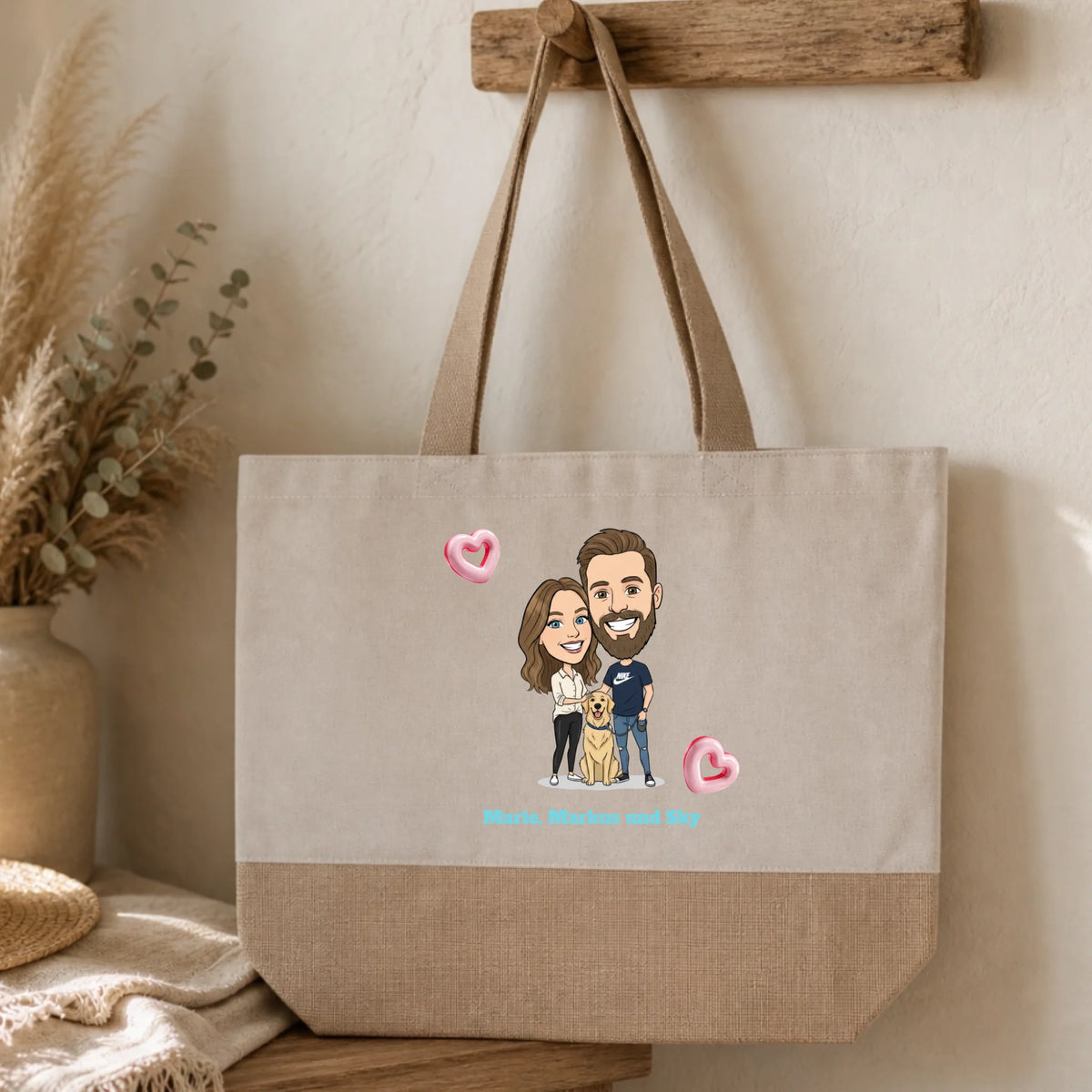 Personalisierte Tasche mit Foto im Comic Stil Big Head – Shopper – Geschenk für beste Freundin
