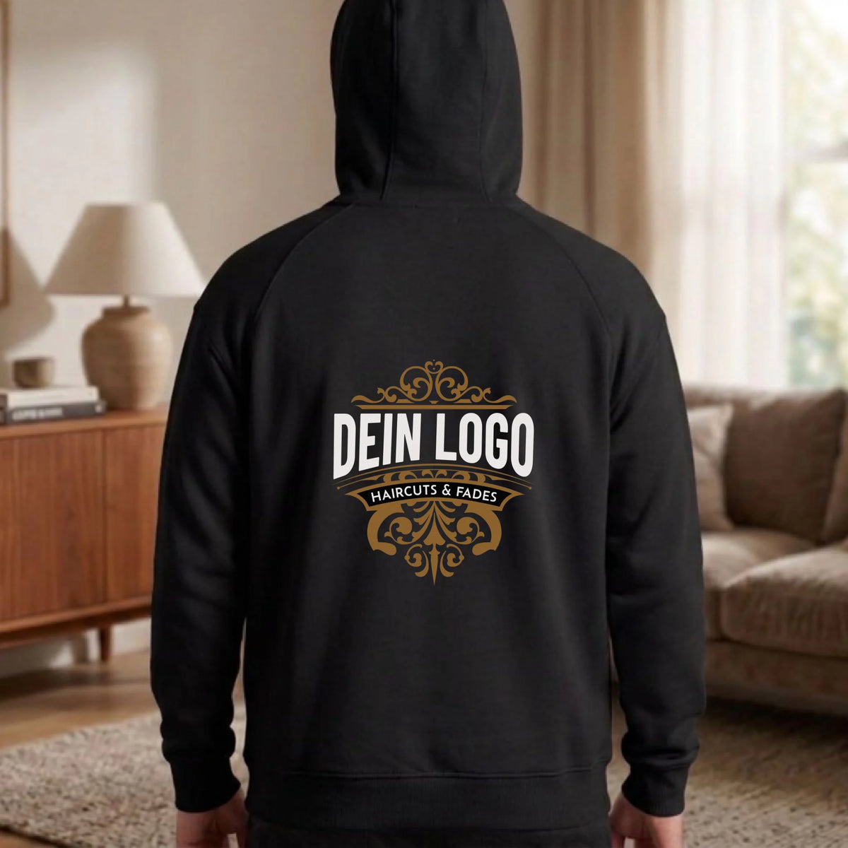 Personalisierter Firmen Hoodie mit Logo – schwarz – Teamkleidung