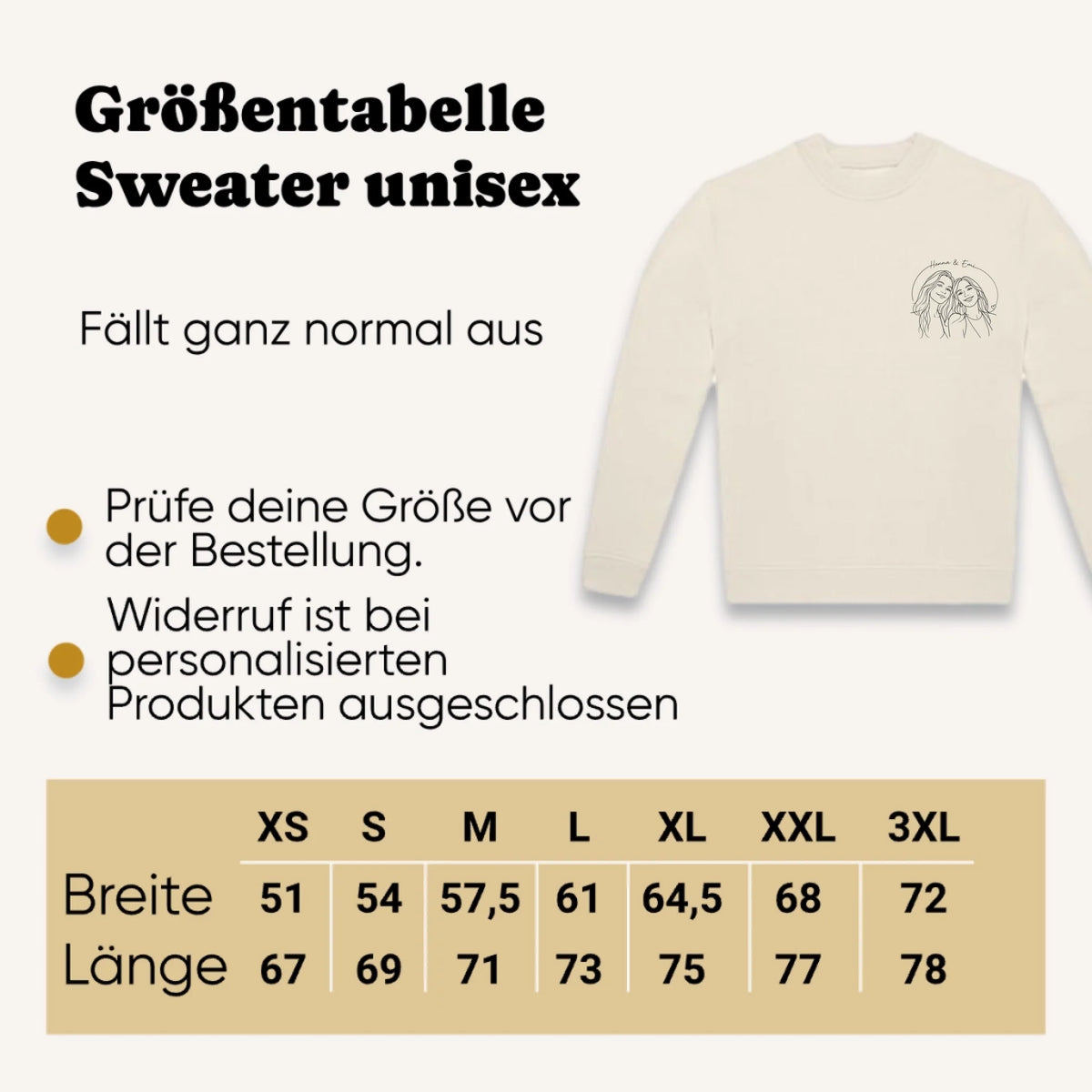 Personalisierter Lineart Pullover mit Foto – Verarbeitung – Geschenk für Schwester
