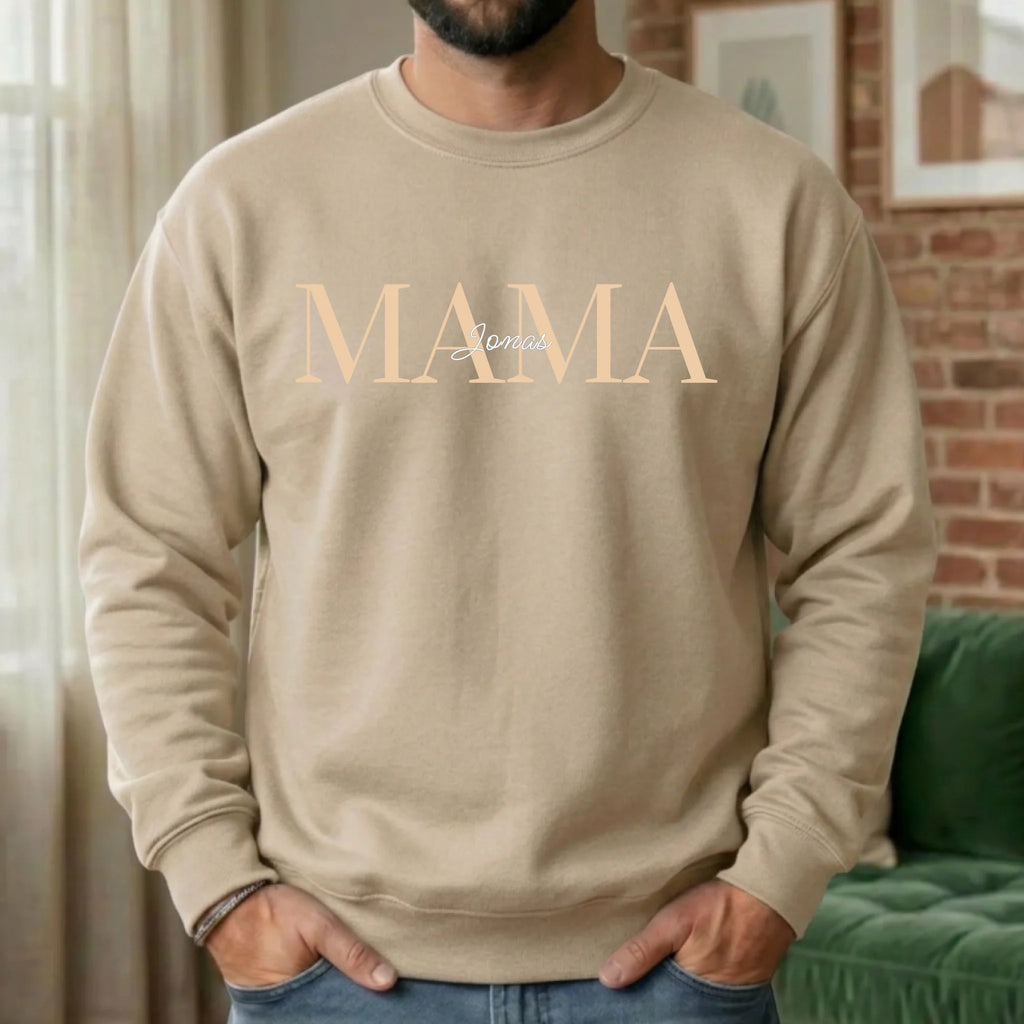 Personalisierter Mama Hoodie mit Namen der Kinder – Sweater beige Detail – Weihnachtsgeschenk für Mama