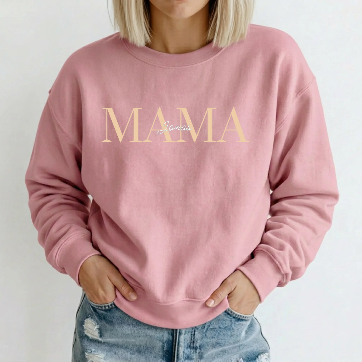 Personalisierter Mama Hoodie mit Namen der Kinder – Sweater rosa – Geschenk für Mama