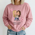 Personalisierter Schwester Partnerlook Pullover mit Foto im Comic Stil – Geschenk für Schwester