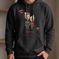 Personalisierter Weihnachtspullover mit Foto im Comic Stil Big Head – Hoodie schwarz – Weihnachtsgeschenk für Partner