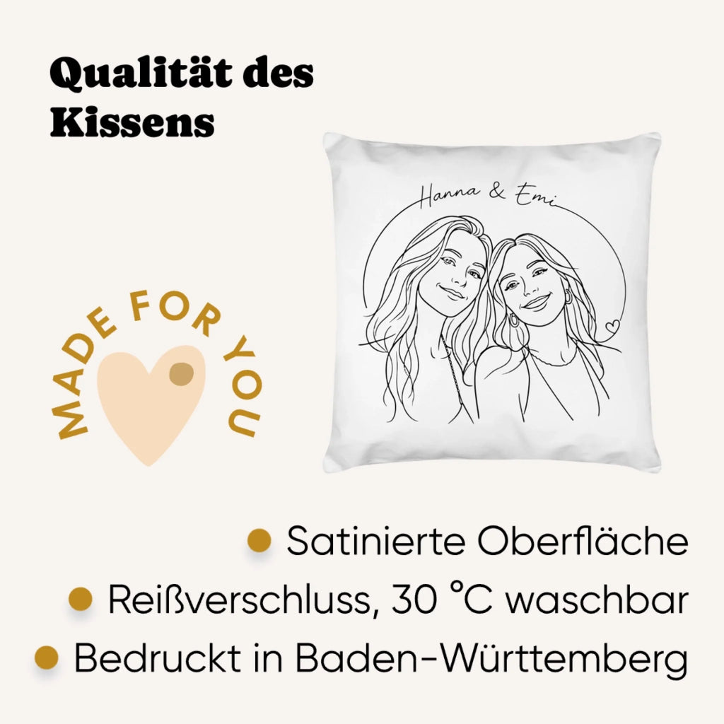 Personalisiertes Fotokissen im Lineart Stil – auf dem Sofa – Geschenk zum Jahrestag