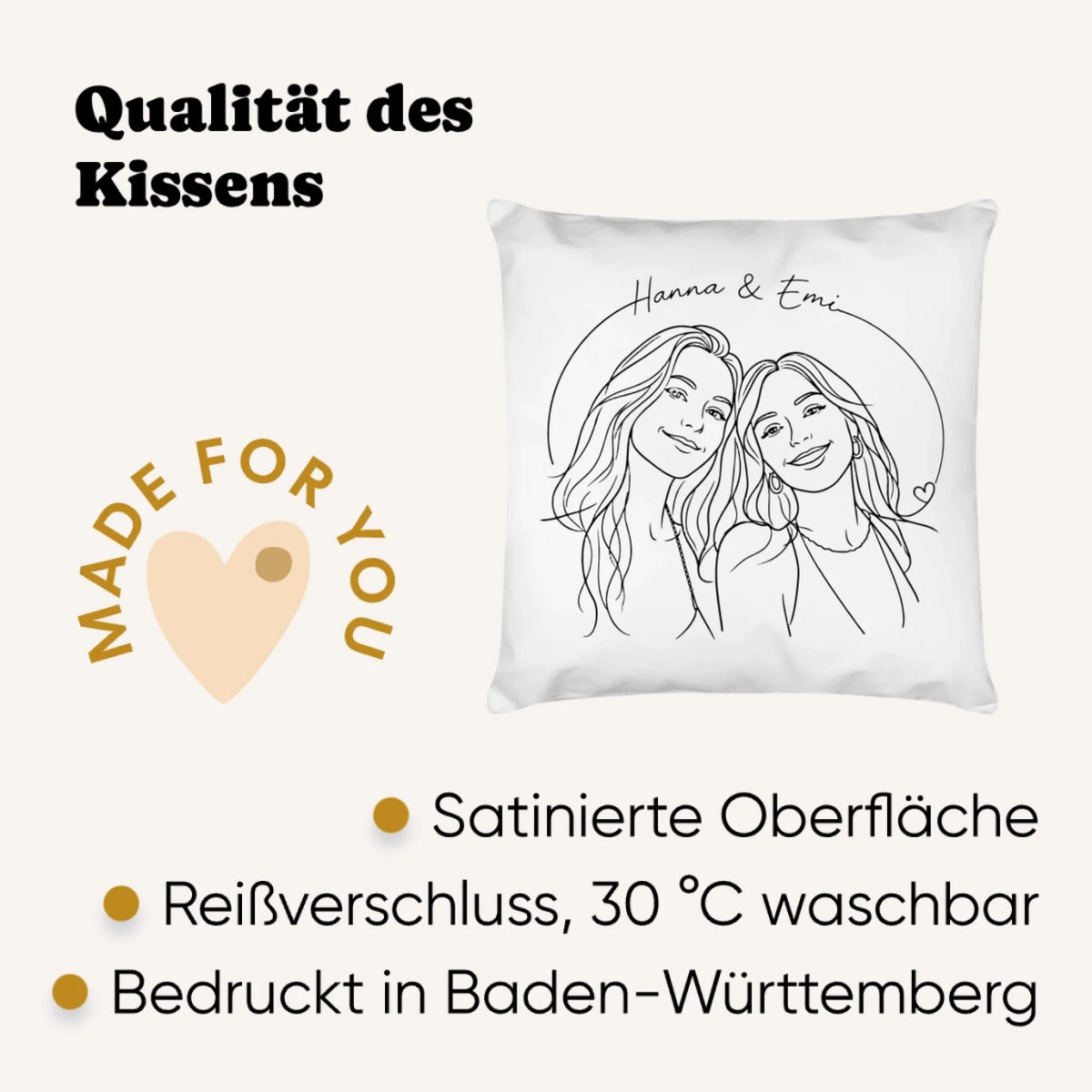Personalisiertes Fotokissen im Lineart Stil – auf dem Sofa – Geschenk zum Jahrestag