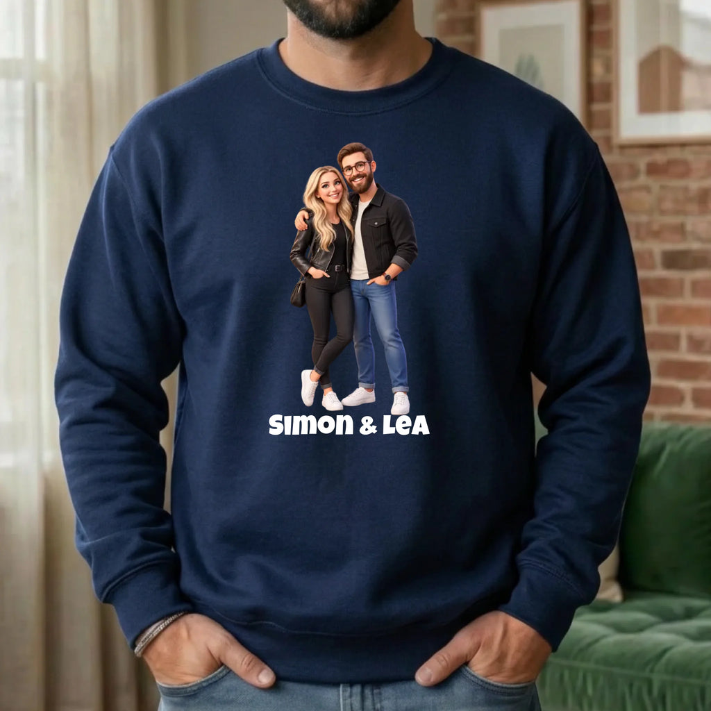 Personalisierter Pullover mit Foto im 3D Stil – Sweater navy