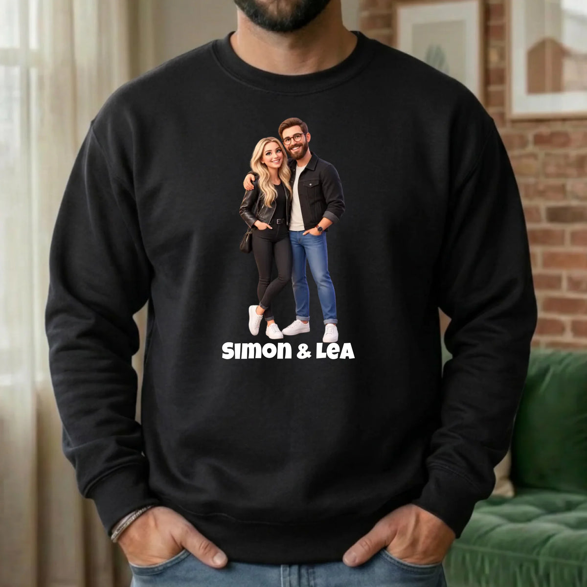 Personalisierter Pullover mit Foto im 3D Stil – Sweater schwarz