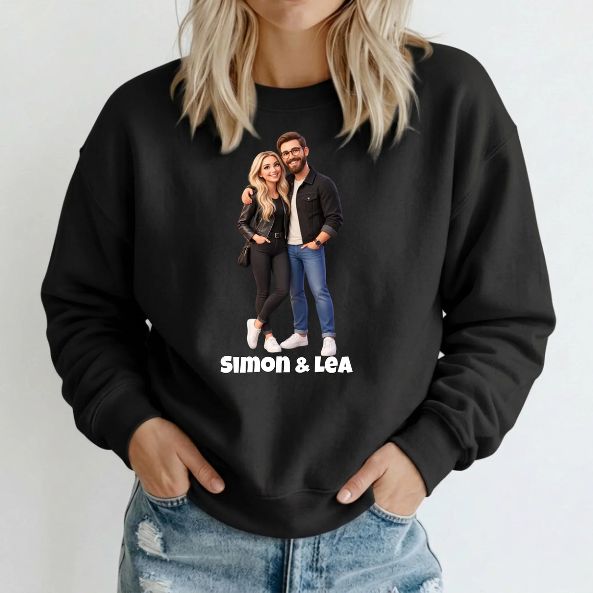 Personalisierter Pullover mit Foto im 3D Stil – Sweater schwarz