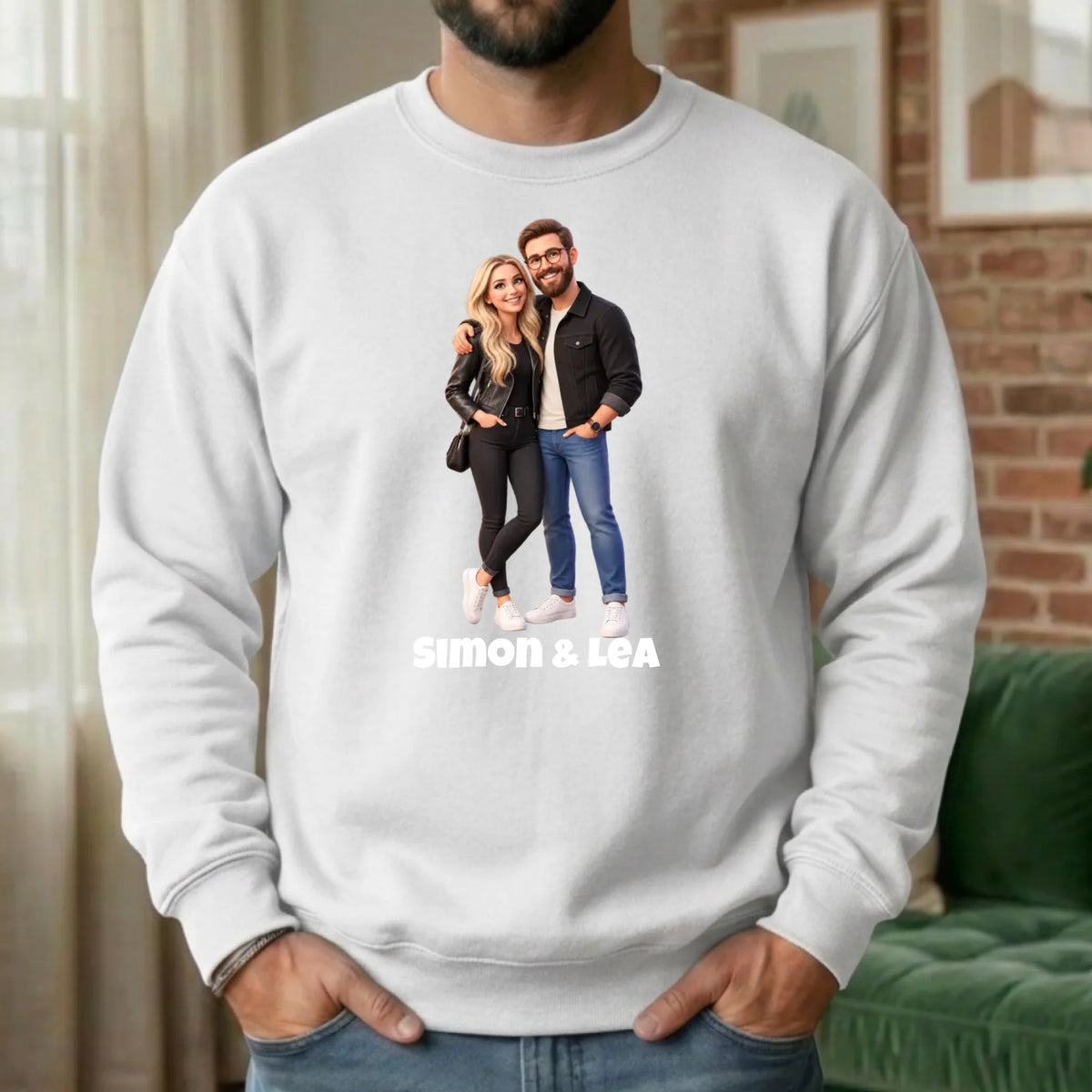 Personalisierter Pullover mit Foto im 3D Stil – Sweater weiß