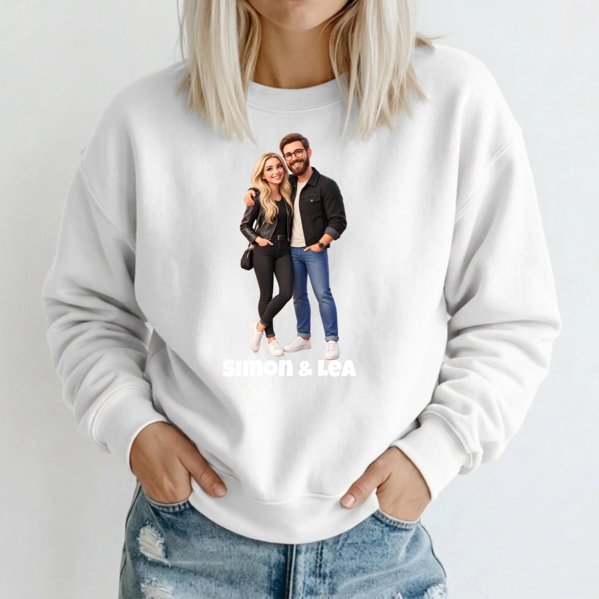 Personalisierter Pullover mit Foto im 3D Stil – Sweater weiß