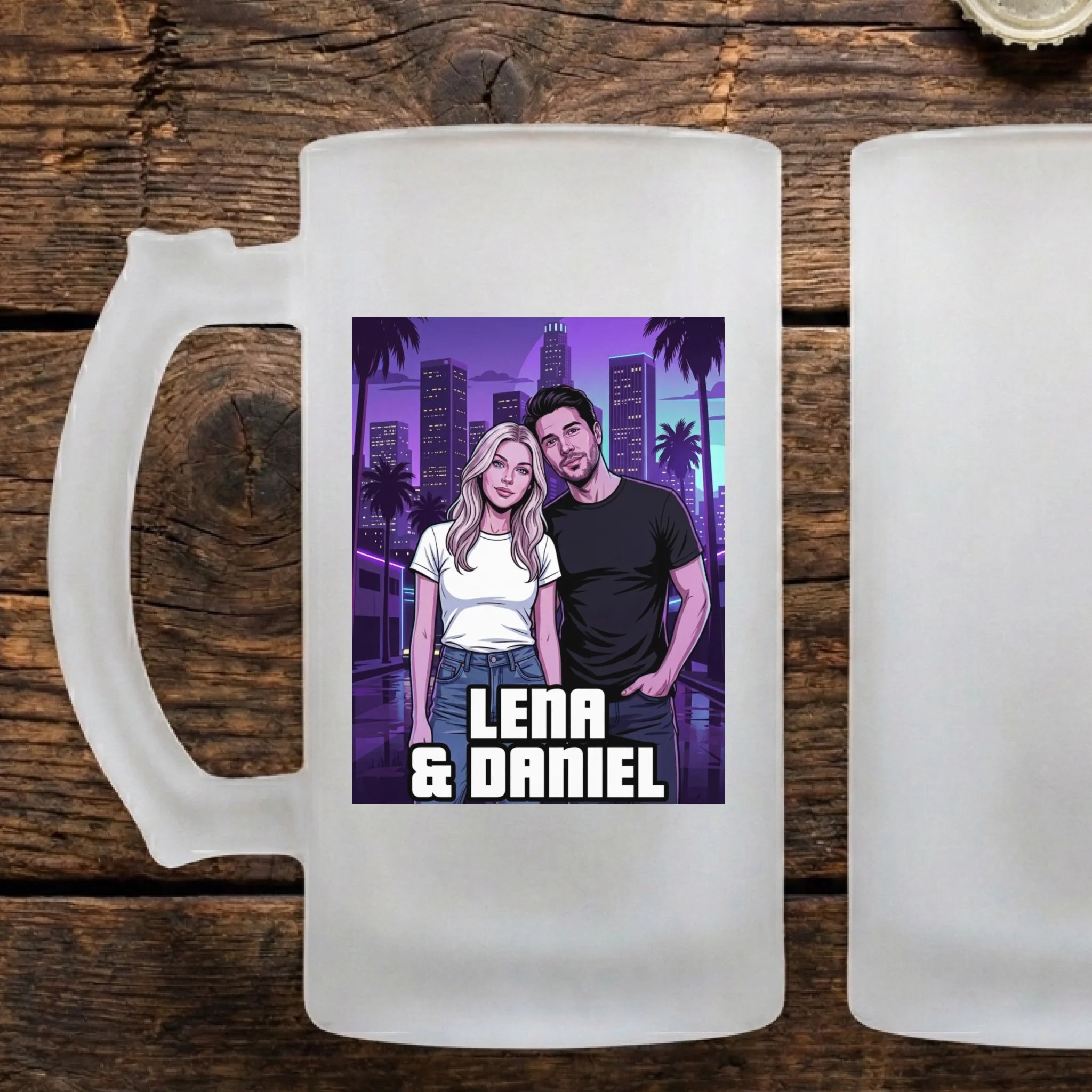 Sunset City Bierkrug – Geschenk zum Geburtstag personalisiert
